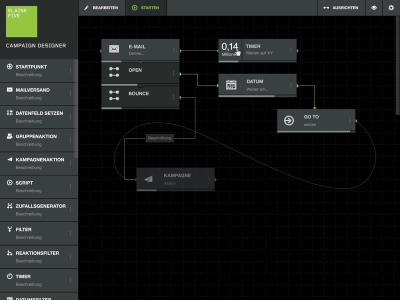 Zusätzliche UI-Panels — kompakte linke Step-Leiste und ein Script-Step mit eingebettetem Code-Editor.